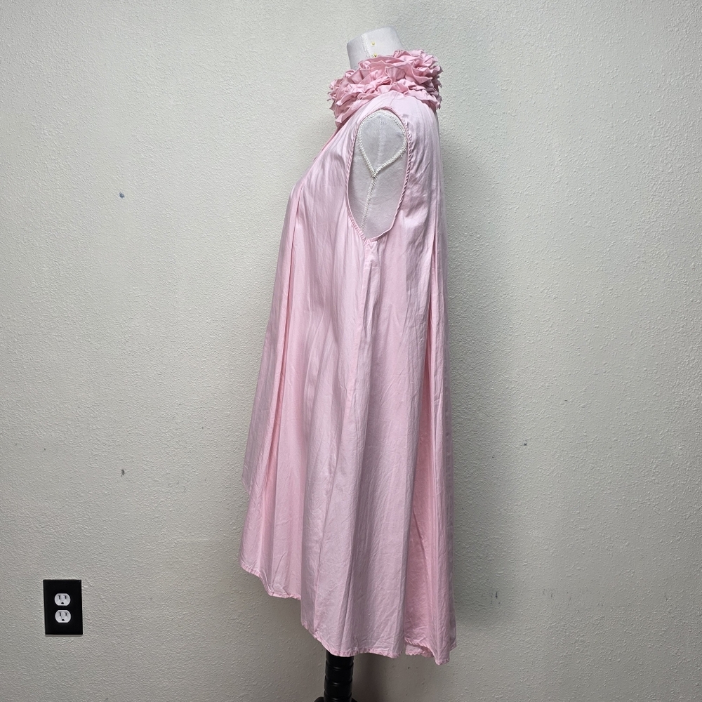 STYLE Pink Trapeze High Low, Ruffled Turtle Neck, Sleeveless, Size Medium - Picture 5 of 10